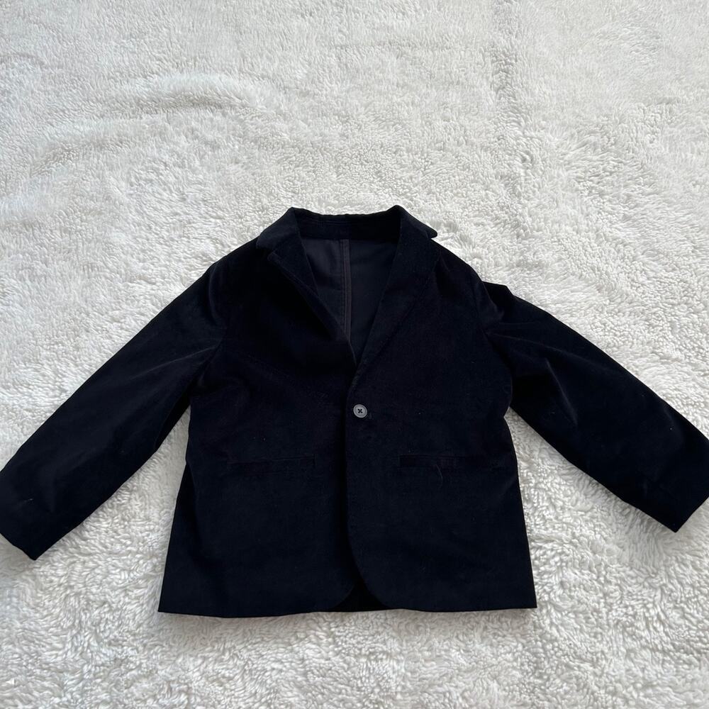 Zara Boy Velvet Satin Suit Blazer Black Sz 4 Formal Party Holiday Festive Preppy - Picture 1 of 6